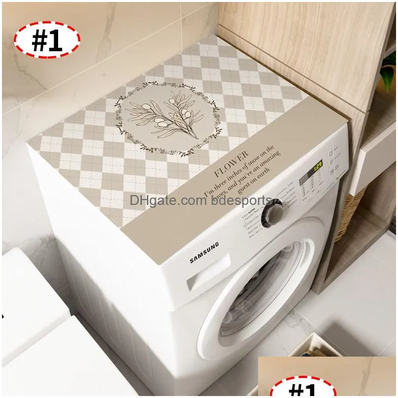 Carpet Waterproof Washing Machine Cover Dust Proof Cloth Nordic Microwave Oven Refrigerator Protector Bathroom Quickdrying Mat 230825