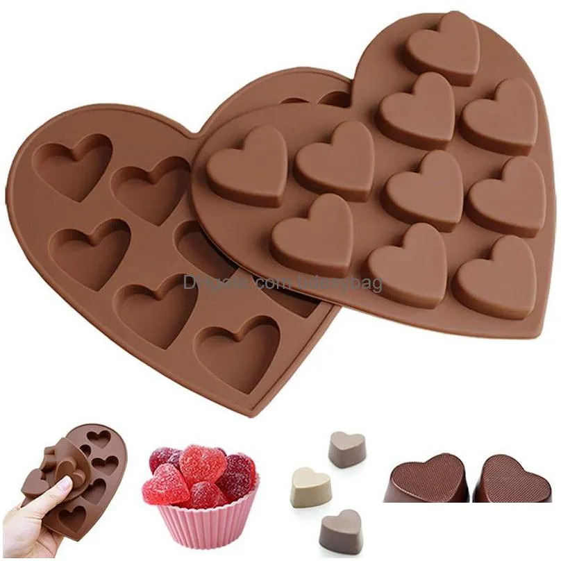 10-cavity diy heart shape soap mold silicone chocolate candy mould soap making supplies for cake decoration tool