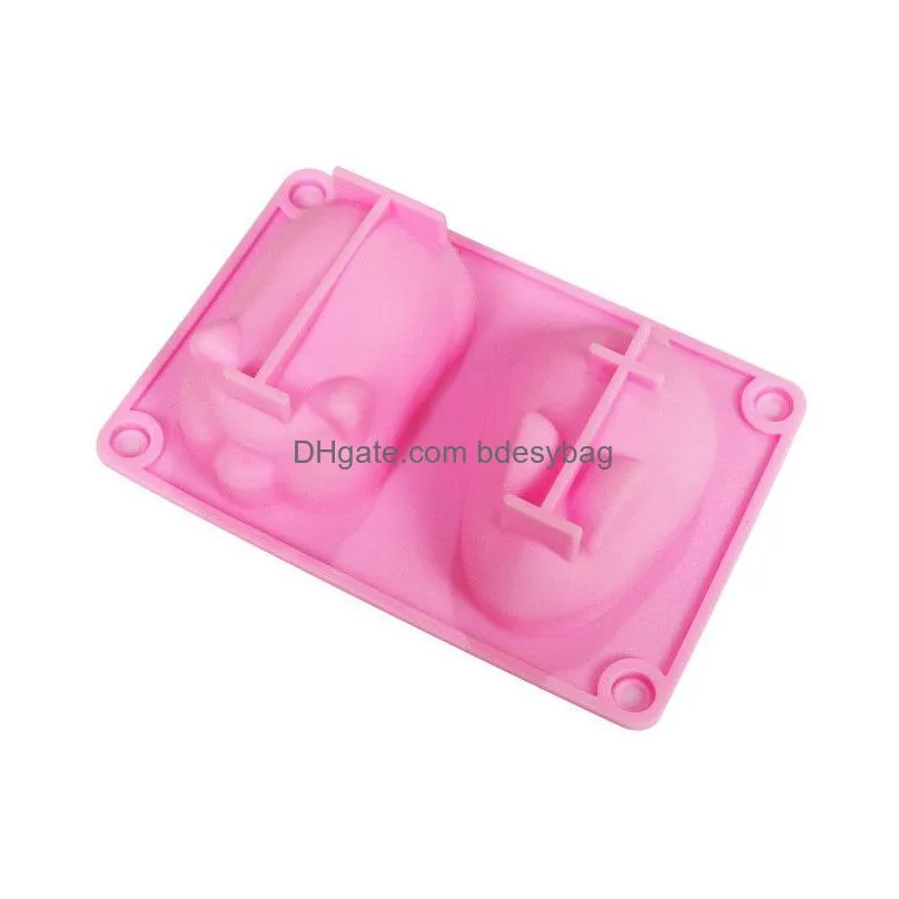 3d diy rabbit and pig silicone cake molds baking tools fondant moulds for family party decoration