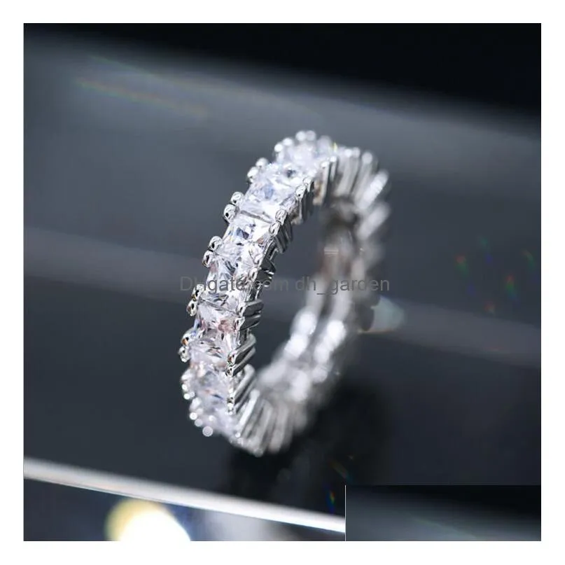 Crystal Ring Cz Zircon Engagement Wedding Band Rings for Women Men Finger Party Jewelry