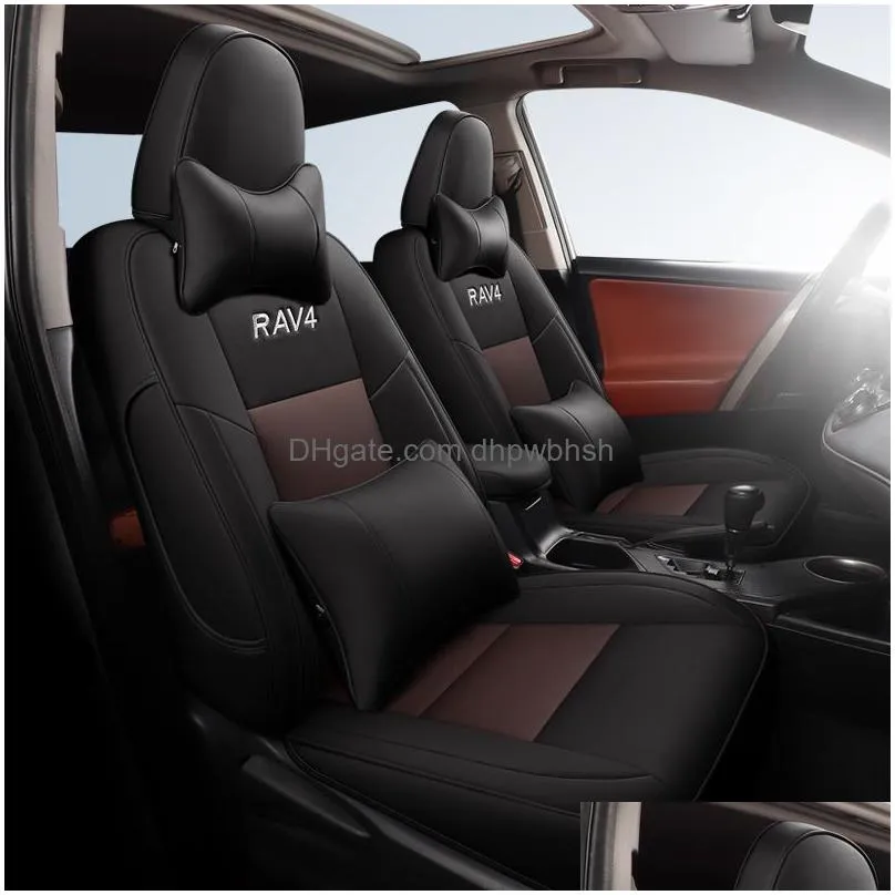 custom fit full set car seat covers for  rav4 2013 2014 2015 2016 2017 2018 2019 with waterproof leatherette black