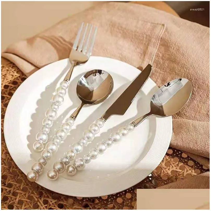 Dinnerware Sets Dinnerware Sets Pearl Sierware Set For 4 Spoons Knives Forks 18/10 Stainless Steel Flatware Cutlery Hammered Home Gard Dhuej