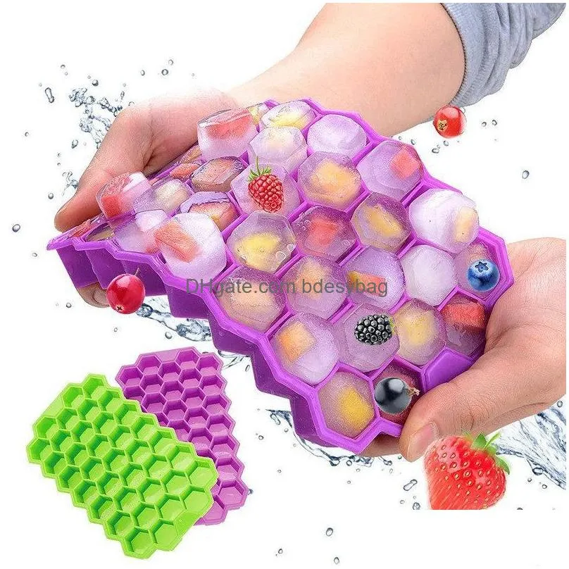 37 holes honeycomb ice cube mold food grade flexible silicone moulds for whiskey cocktail kitchen accessories