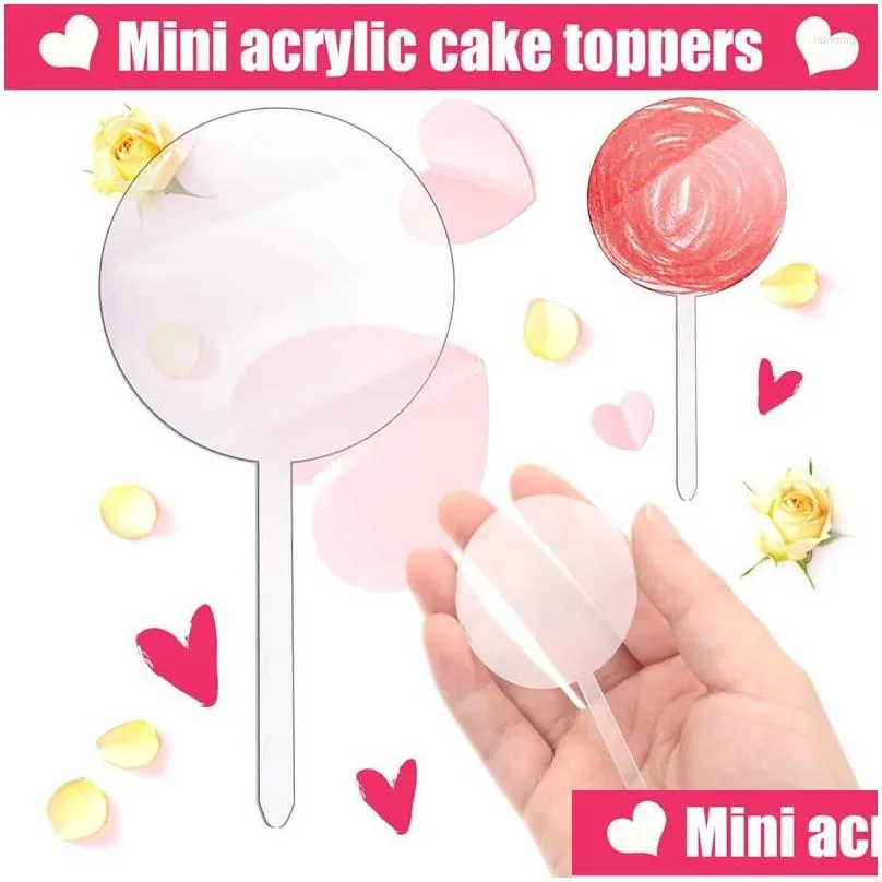 Other Festive & Party Supplies Festive Supplies 15Pcs Transparent Blank Round/Heart Acrylic Cake Toppers Diy Wedding Birthday Party Cu Dh1Q7