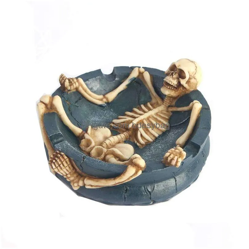 high quality skull ashtray cigarette tray container resin smoking accessories bathroom toilet hotel office decoration