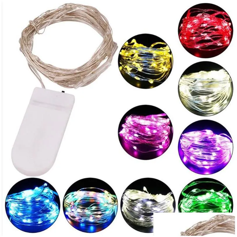 led string lights 2m 20leds cr2032 battery operated copper wire fairy lights for christmas garland decoration