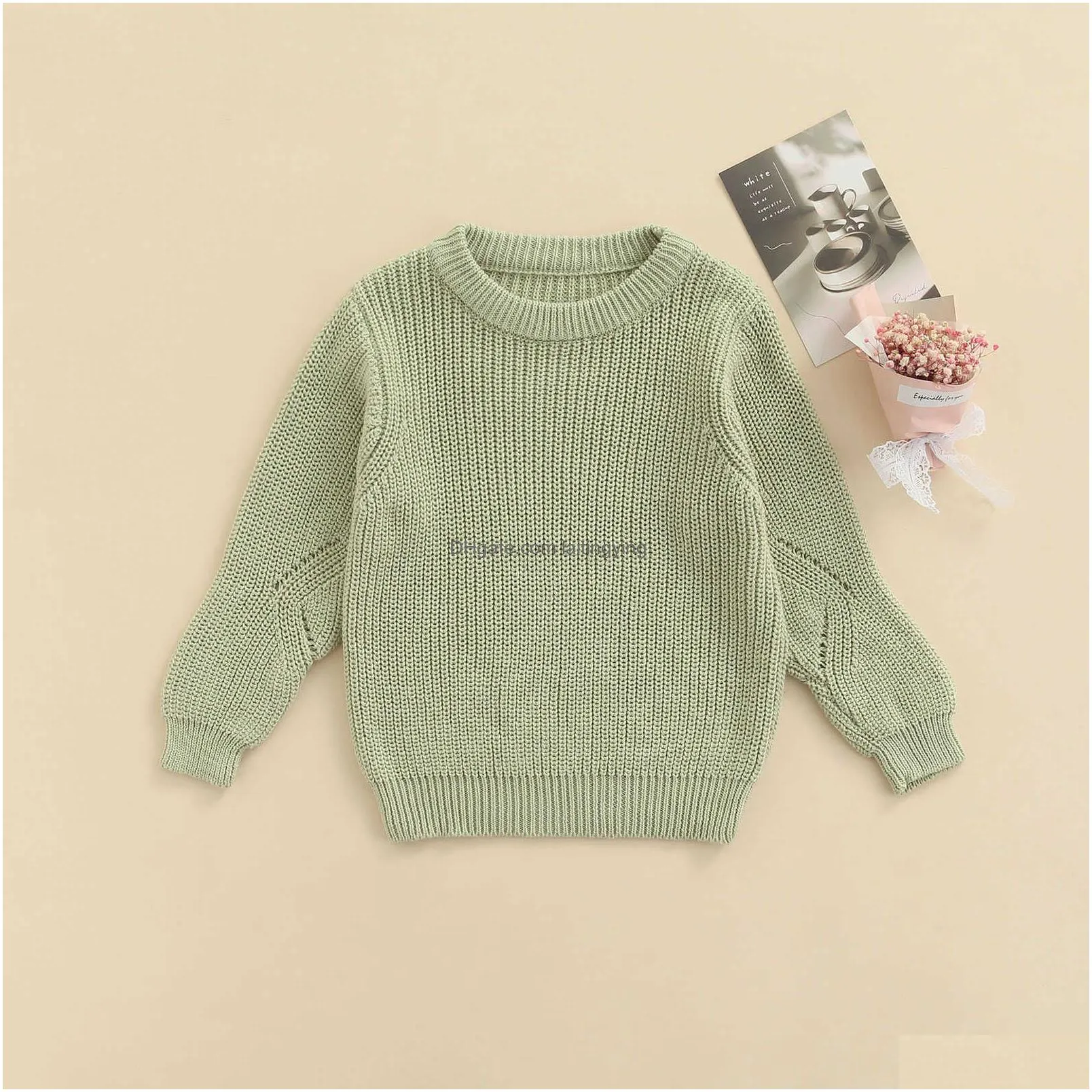 infant solid color sweater kids autumn winter casual long sleeve round neck knit pullover y1024