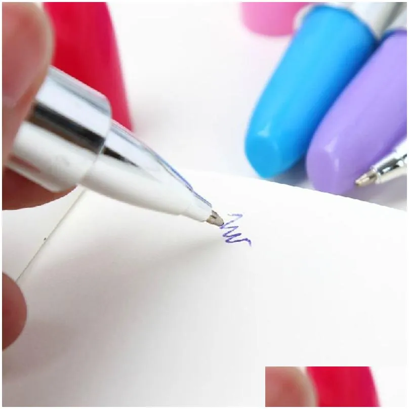 Ballpoint Pens Wholesale Cute Lipstick Ball Point Pens Kawaii Candy Color Plastic Pen Novelty Item Stationery 5 Colors Office School B Dhq1X