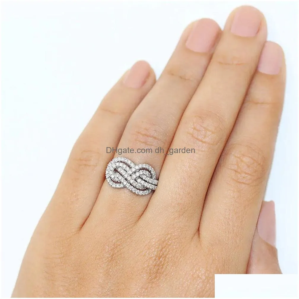 Woman Ring Twist Infinite Shape Crystal Cubic Zirconia Rings Exquisite Female Wedding Bands Fashion Jewelry Bulk