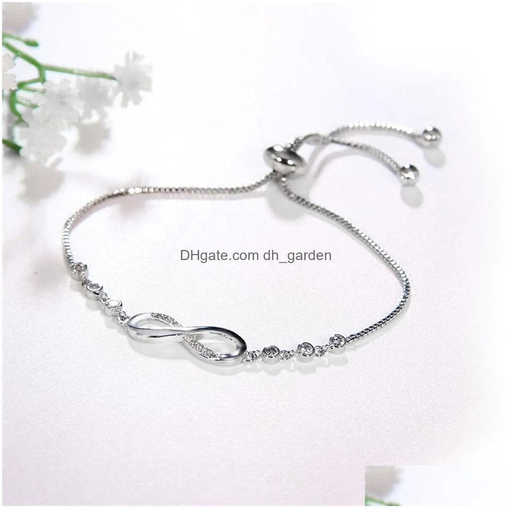 Fashion Zircon Endless Love Infinity Bracelets For Woman Crystal Chain Bracelet On Hand Adjustable Party Jewelry