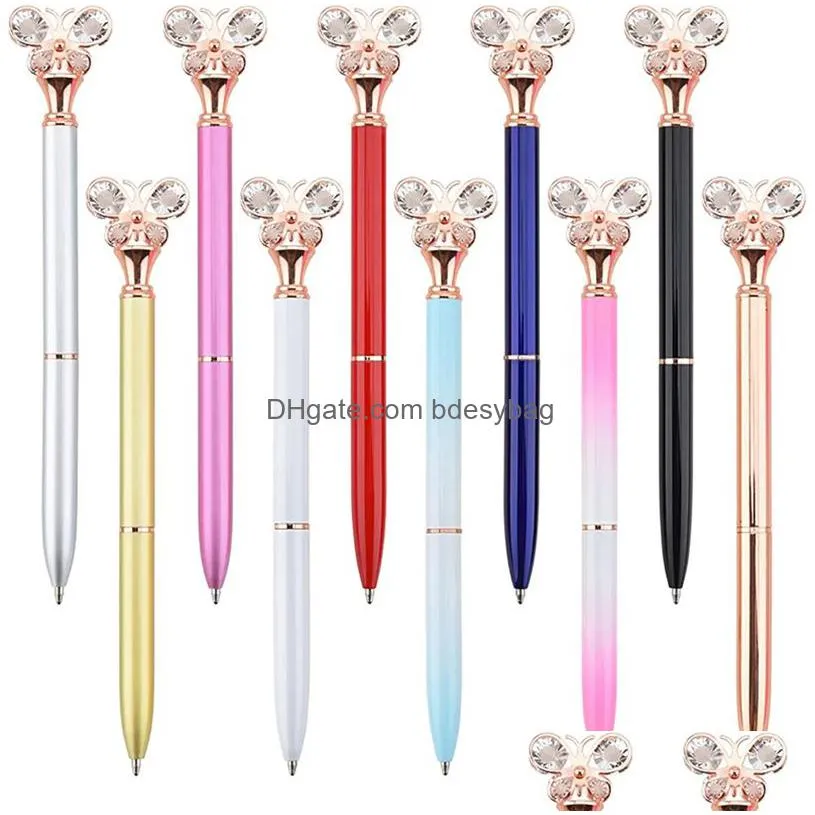 wholesale diamond butterfly heart ballpoint pen bullet type 1.0 fashion pens office stationery creative advertising