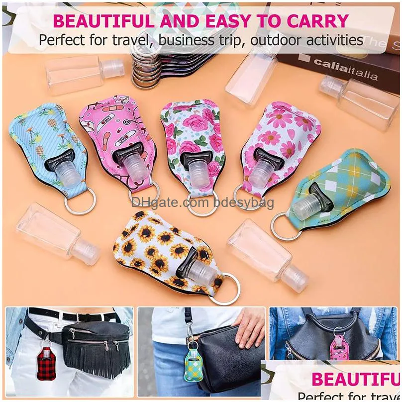 portable 30ml hand sanitizer holders party favor mini bottle cover for backpack and purse assorted patterns