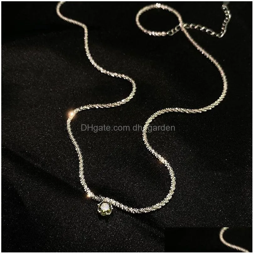 Sparkling Clavicle Chain Choker Necklace Green Diamond Gypsophila Pendant Necklace for Women