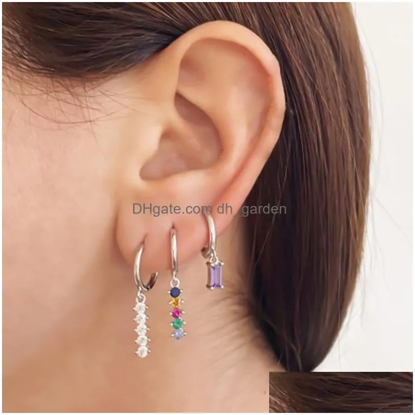 1PC New Stainless Steel Hoop Earrings For Women Small Chain Tassel Pendant Cartilage Earring Piercing Jewelry