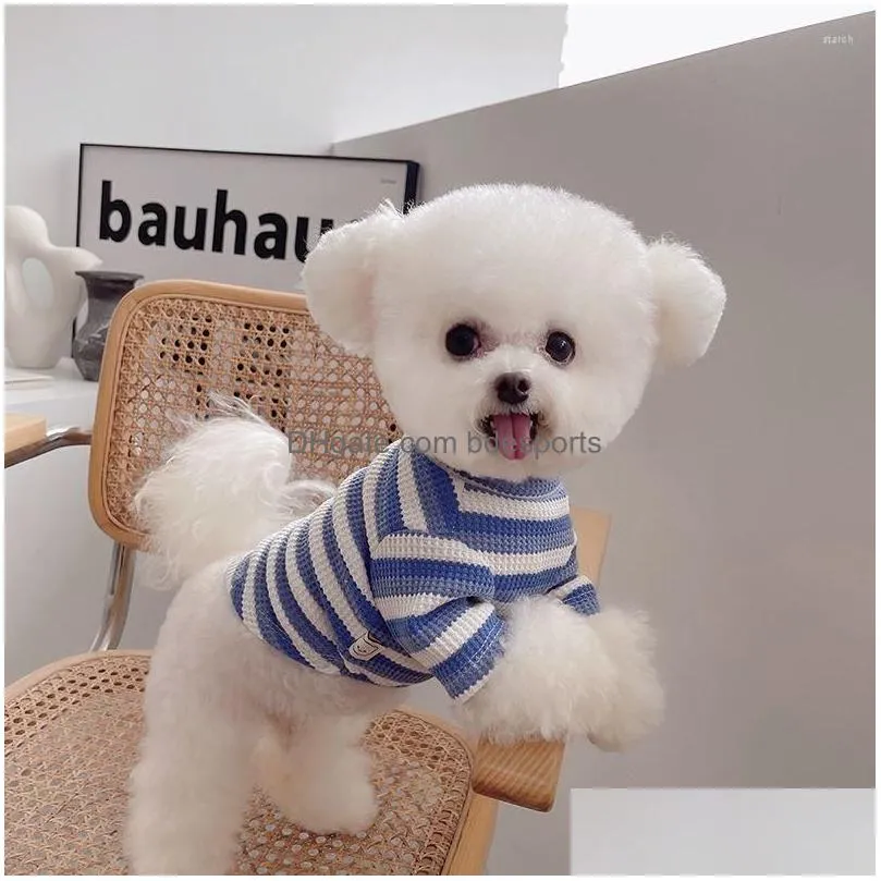 Dog Apparel Dogs Clothing Cat Candy Color Stripe Shirts Clothes Waffle Plaid Small Spring Autumn Comfortable Costume Cute Pet Products