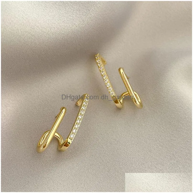New Design Irregular U-shaped Gold Color Earrings For Woman Crystal Fashion Jewelry Unusual Accessories Party Girls