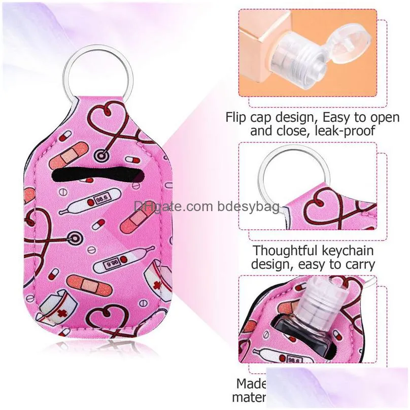 portable 30ml hand sanitizer holders party favor mini bottle cover for backpack and purse assorted patterns