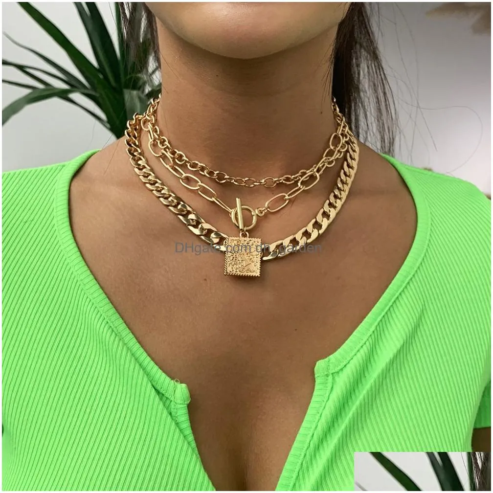 Hip hop Gold Plated Thick Chain Metal Ball Long Chains Clavicle Necklace for Men Women Girls Party Jewelry Gift