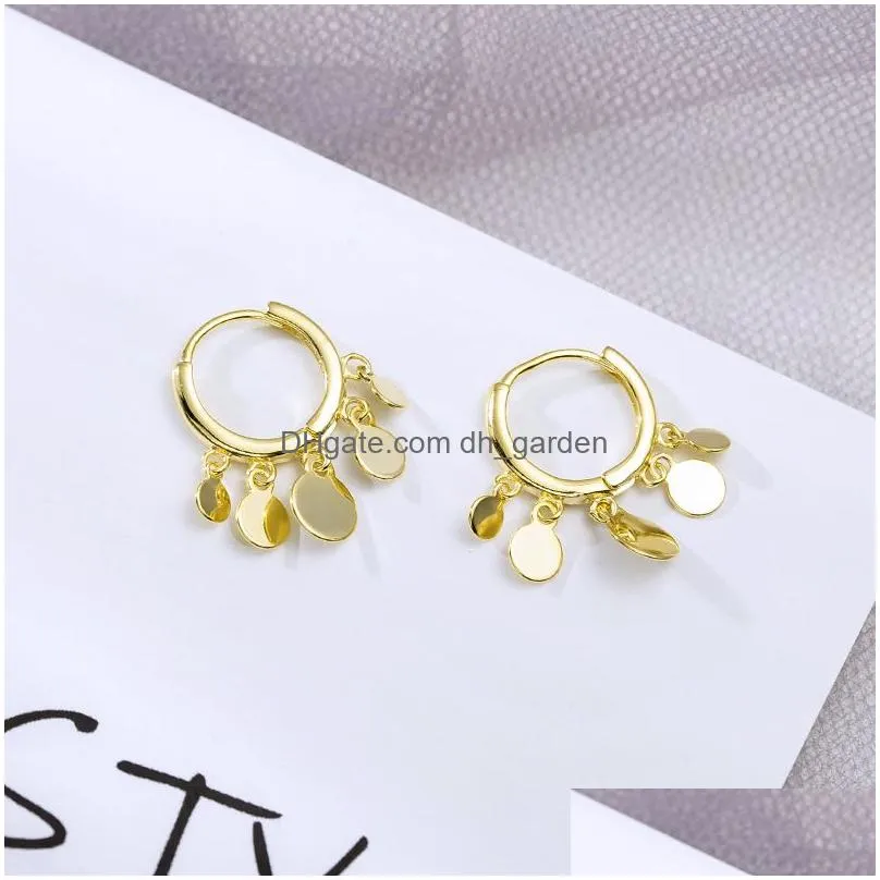Ins Round Disc Tassel Earring For Women S925 Stamp Silver Color Earrings oorbellen pendientes Gift S-E893