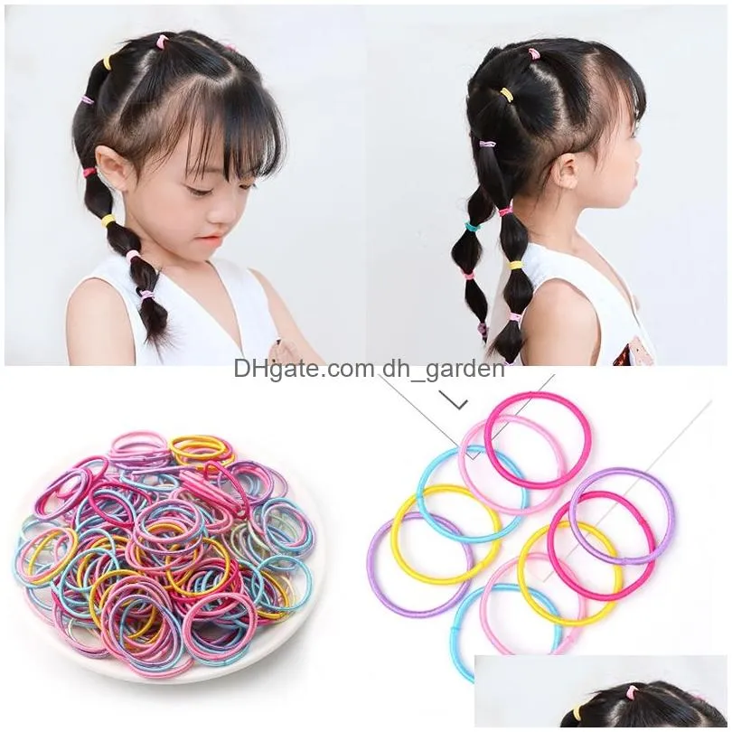 100pcs/lot 3CM Hair Accessories Girls Rubber bands Scrunchy Elastic Hair Bands kids baby Headband decorations ties Gum for hair