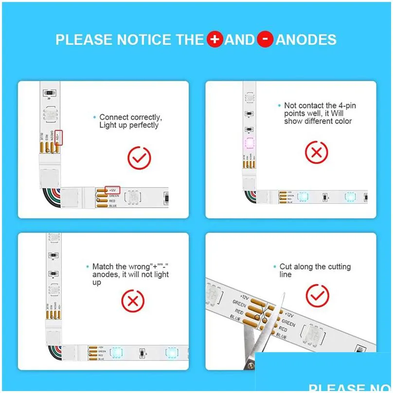 l shape 4 pin connectors angle adjustable lighting accessories led strips connector 10mm width 5050 3528 smb leds strip lights 90 degree