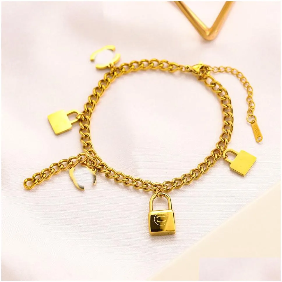 never fading gold plated brand designer pendants necklaces bracelet bangle stainless steel letter choker pendant necklace chain