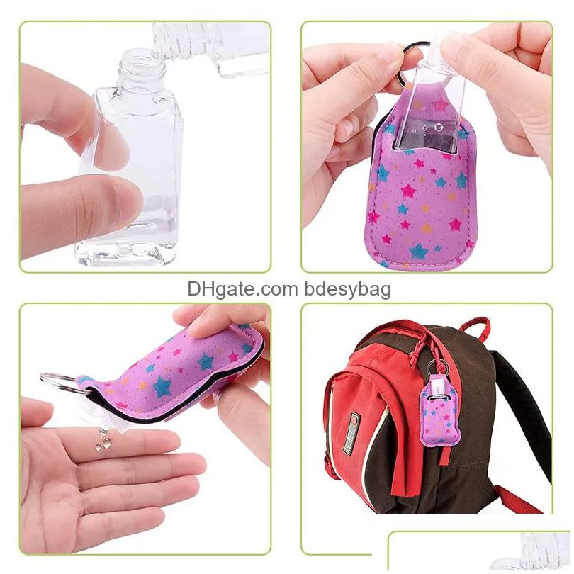 portable 30ml hand sanitizer holders party favor mini bottle cover for backpack and purse assorted patterns