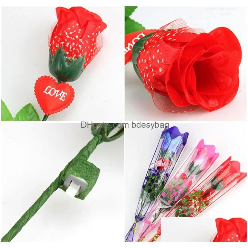 valentines day party supplies led colorful rose flower luminous flashing wand stick decoration bouquet christmas decor