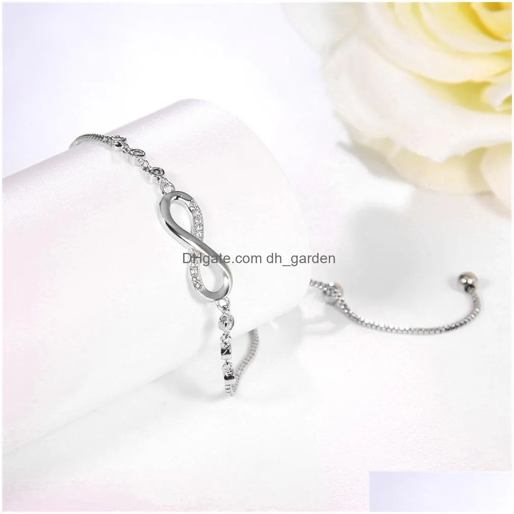 Fashion Zircon Endless Love Infinity Bracelets For Woman Crystal Chain Bracelet On Hand Adjustable Party Jewelry