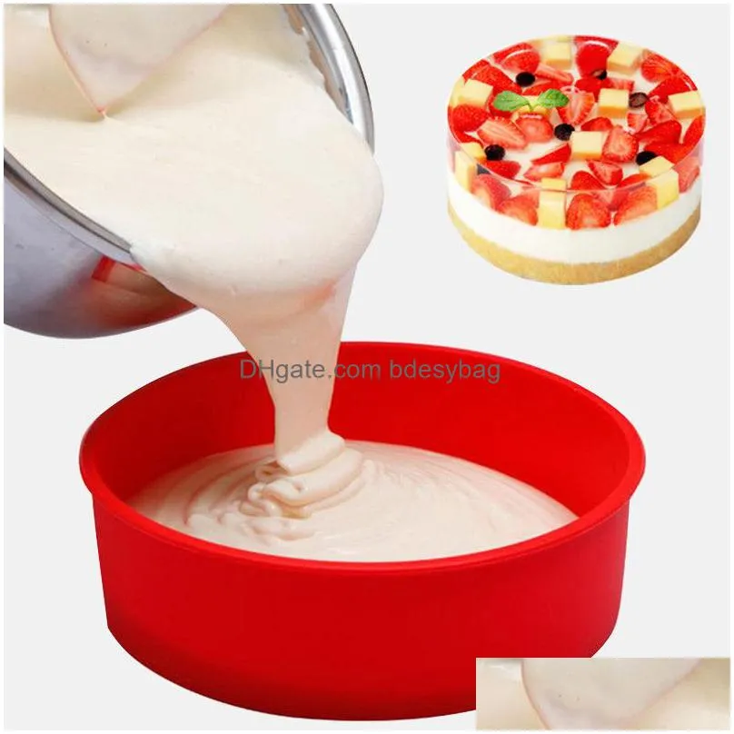 6 inch round shape silicone cake moulds for kitchen bakeware diy mousse chocolates desserts baking mold tools