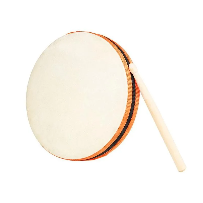 Other Office & School Supplies Wholesale 20X20Cm Wood Hand Drum Dual Head With Stick Percussion Musical Educational Toy Instrument For Dhhnl