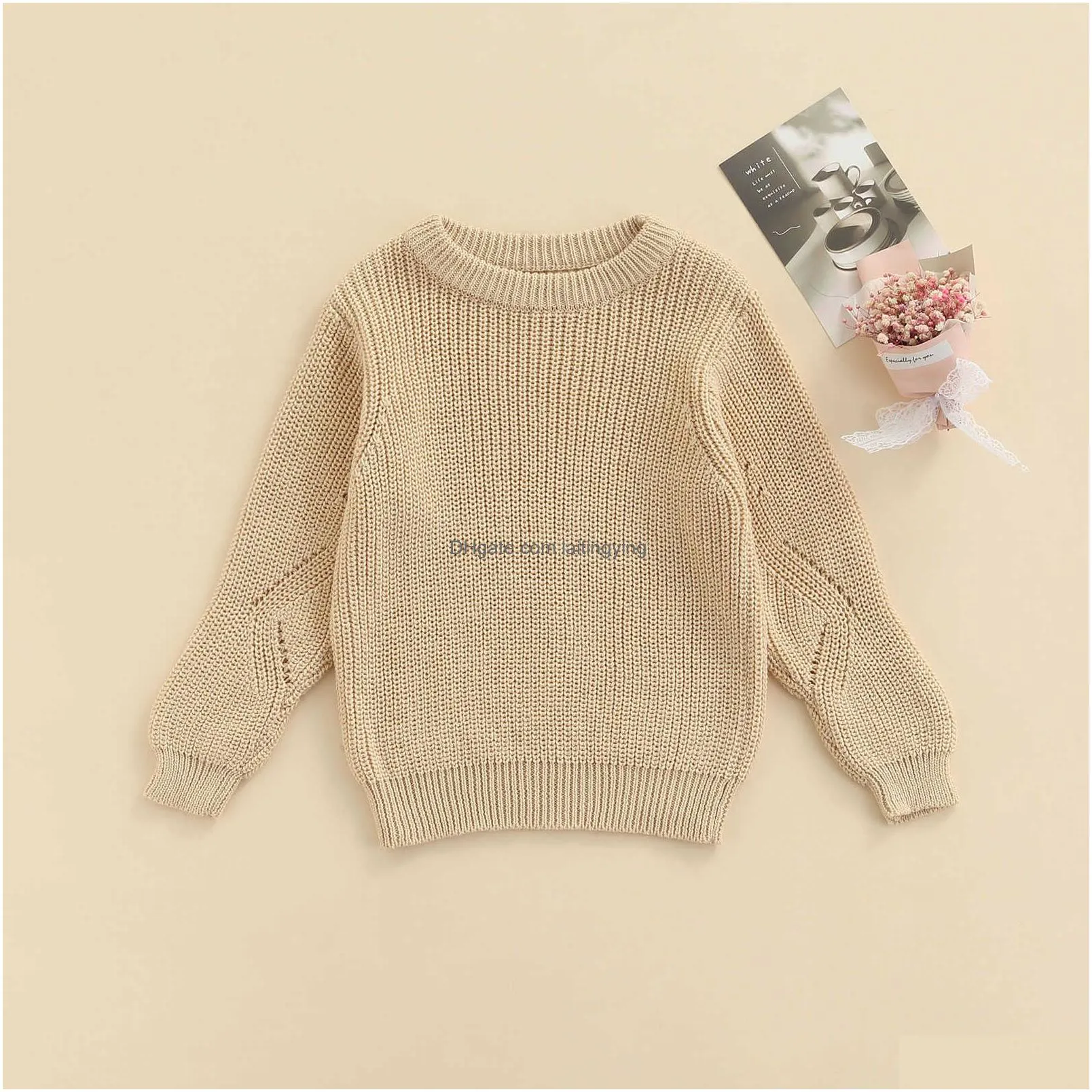 infant solid color sweater kids autumn winter casual long sleeve round neck knit pullover y1024