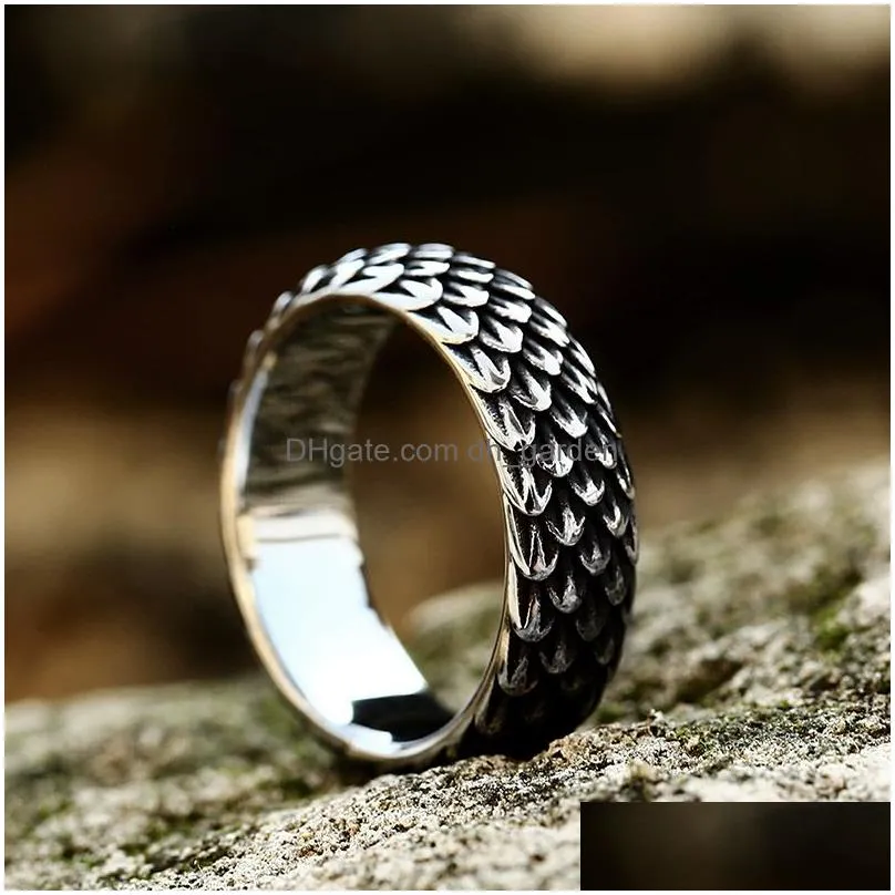 New Creative Designs Rings Stainless Steel  Dragon Ring For Men Vintage Dragon Scale Jewelry