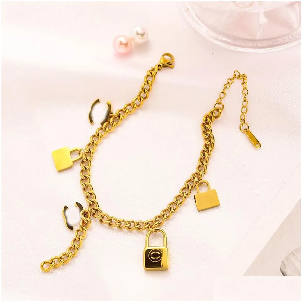 never fading gold plated brand designer pendants necklaces bracelet bangle stainless steel letter choker pendant necklace chain