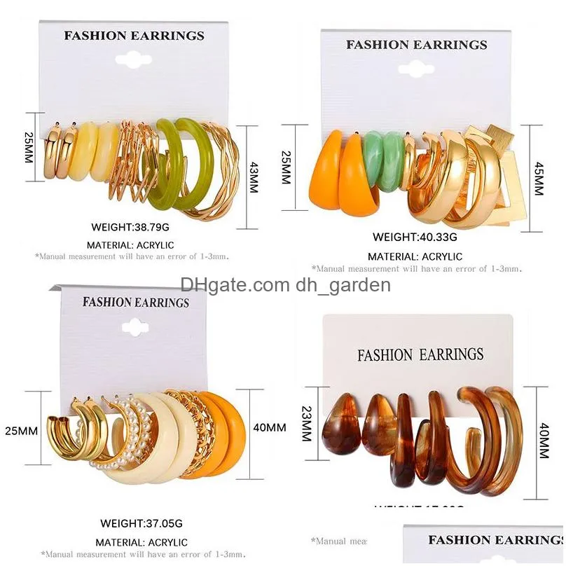 Bohemian Colorful Acrylic Drop Earrings Set For Women Butterfly Pearl Trend Set of Earring Party Jewelry