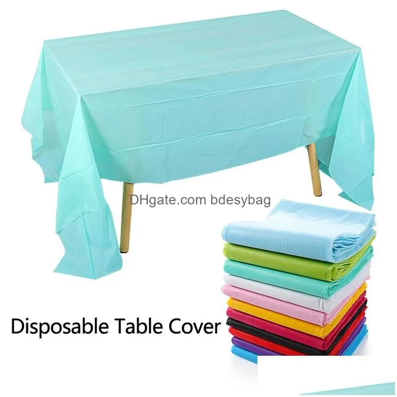 54 x 108 in disposable table cover multicolor plastic tablecloth color party supplies hotel home birthday decor