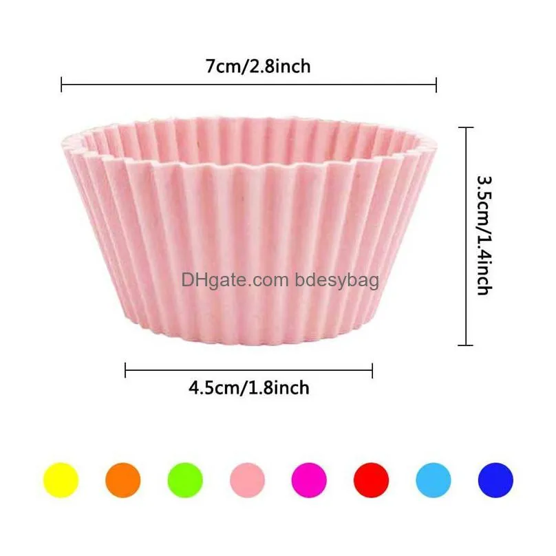 7cm silicone cake cup round shaped muffin cupcake baking molds home kitchen cooking supplies cake decorating tools