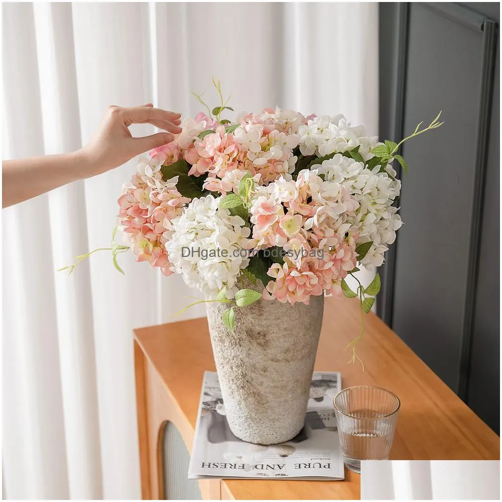 artificial hydrangea silk flowers bouquet faux hydrangea stems for wedding centerpieces home decor