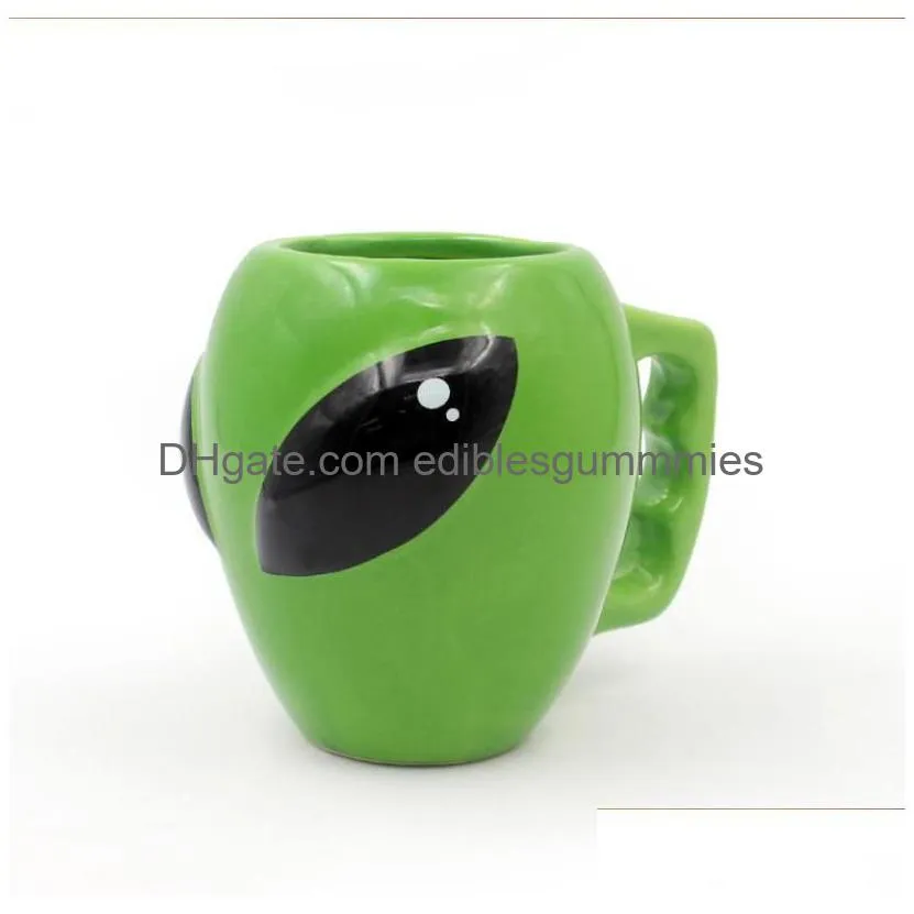 Mugs 3D Alien Mug Ceramic Cup Cartoon Novelty Cool Mysterious Ufo Shaped Conspicuous Coffee Tea Christmas Birthday Party Favor 400Ml Dhgk9