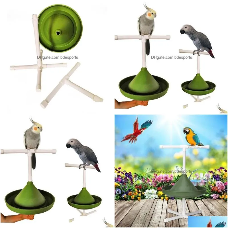 Other Bird Supplies Multifunctional Stand Pole Large Food Basin Bathtub For Parrot Pet