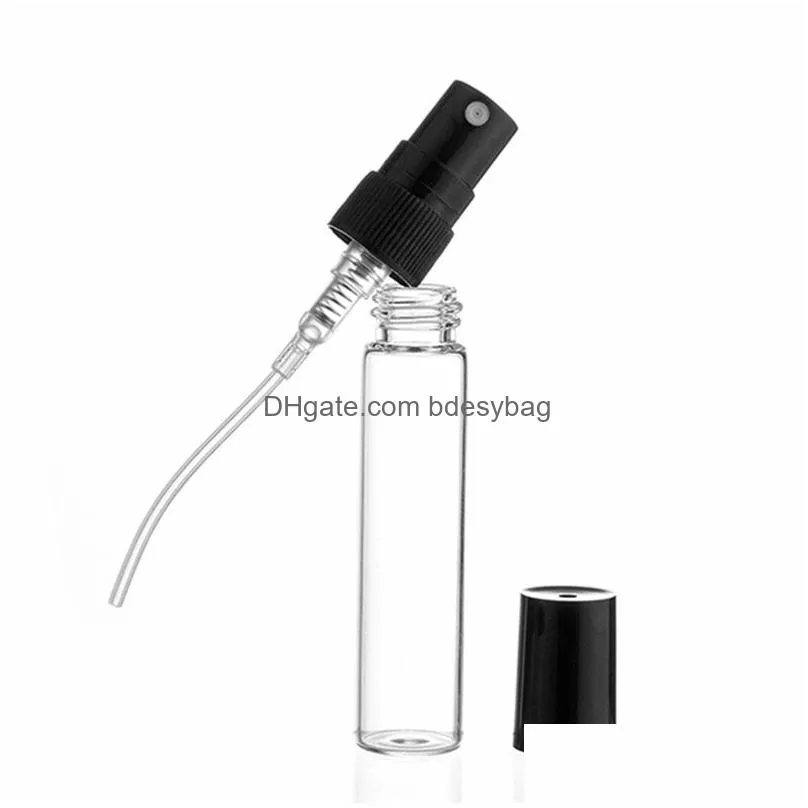 wholesale 2ml 3ml 5ml 10ml black clear portable mini perfume glass bottle empty cosmetics bottles sample thin glass vials