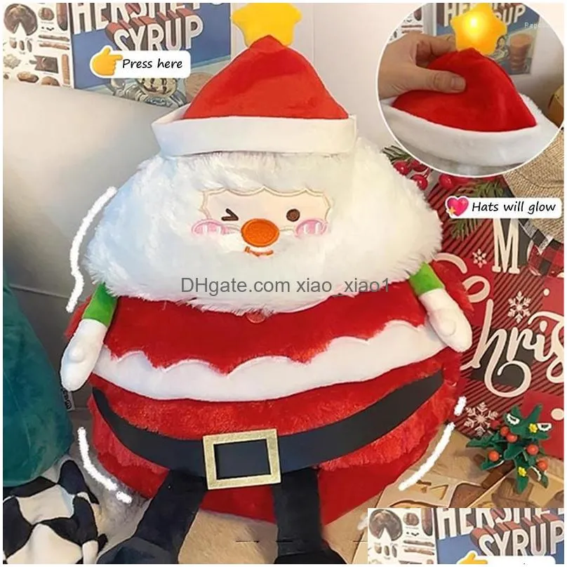 Cushion/Decorative Pillow Kawaii 3 In 1 Christmas Glowing Santa Claus Plush Toy Gingerbread Man Throw Pillows Hat Home Decor Xmas Gi Dhmvc