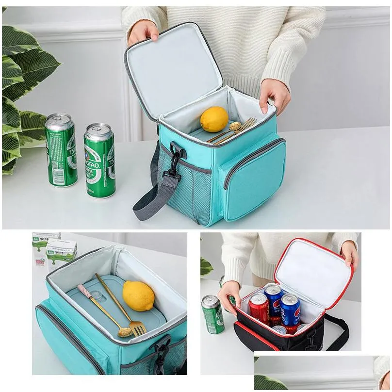 Lunch Bags Portable Reusable Lunch Bag Insated Cooler Tote Leakproof Thermal Sack Food Handbags Case Picnic Single Shoder Home Garden Dhabm