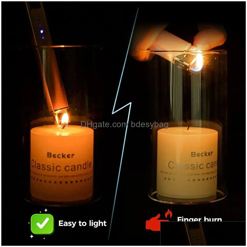 electric arc bbq lighter usb windproof flameless plasma ignition long kitchen lighters gas lighter for candle