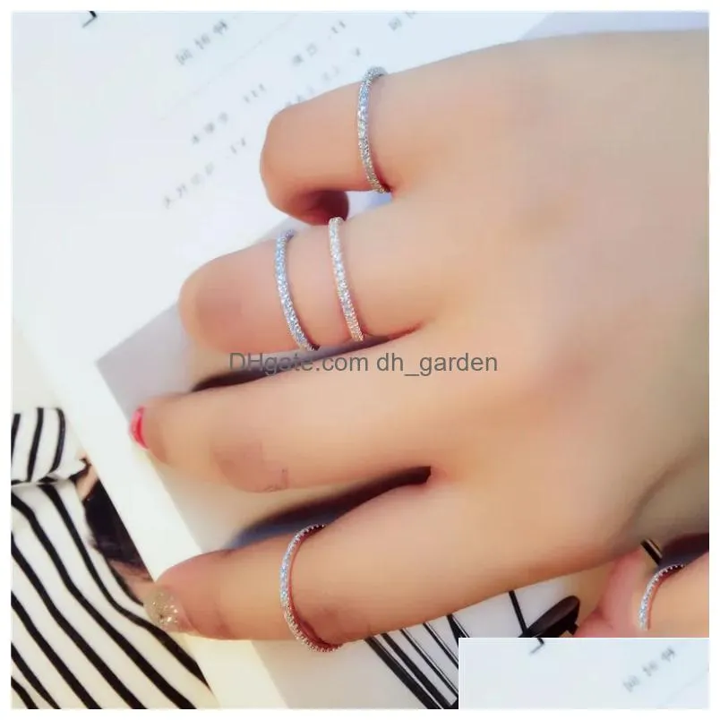 Real S925 Sterling Silver Rings for Women Simple Classic Wedding Ring with Stamp Exquisite Cz Female Wholesale Jewelry