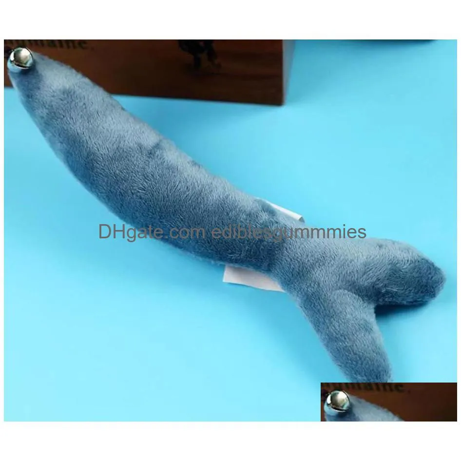 Cat Toys Plush Blue Whale Wand With Bell Kitten Fishes Teaser Sticks Chew Interactive Wood Fishing Rod Pet Plaything Gift Ideas Drop Dhd12