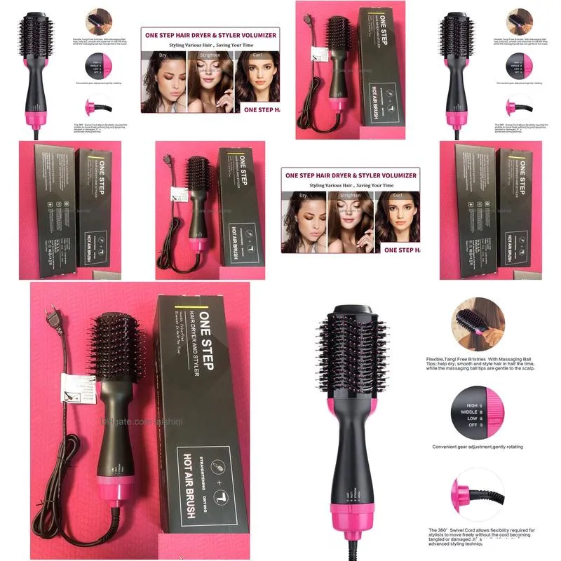 3 in 1 hair dryer brush one step air brush volumizer blow straightener curler blowdryer brush curling iron hair styler comb 