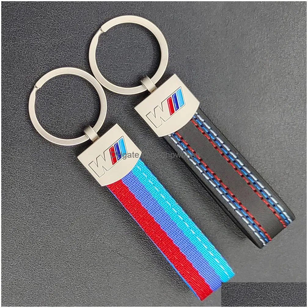 metal car keychain for bmw m tech m sport m3 m5 e46 e39 e60 e90 f10 f30 e36 x6 x5 key leather belt chain special gift blue black