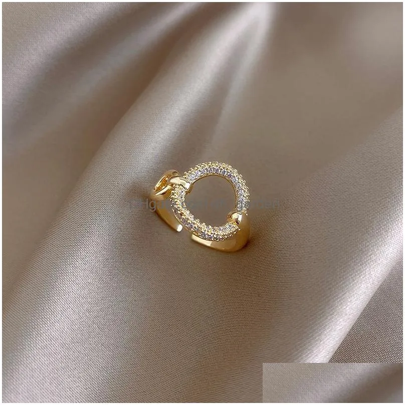 Classic Zircon Circle Open Ring For Woman Sexy Finger Accessories Fashion Korean Jewelry Wedding Party Unusual Rings