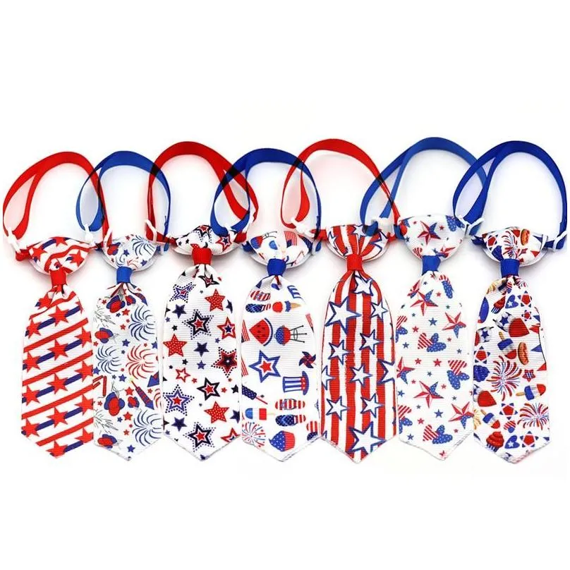 Dog Apparel Dog Apparel 30 Pcs 4Th Of Jy Usa Independence Day Grooming Cat Bow Ties Red White Blue Accessories Pet Bowtie Necktie Home Dhjn1